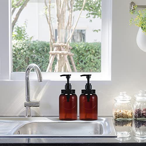 Bottiful Home Amber 24 oz Wide Mouth Plastic Dispenser Bottles Set of 4
