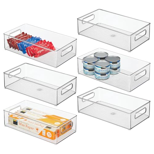 Stackable Fridge Storage Bins Set of 6 - Clear Refrigerator Organizers