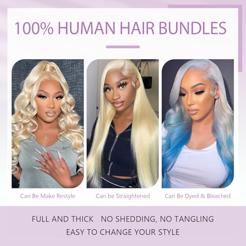 613 Blonde Human Hair Bundles 18-32 Inch Body Wave Virgin Brazilian Weave