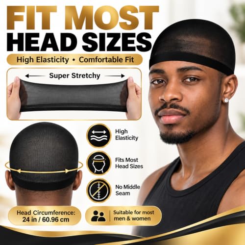 Ramede Stocking Wave Cap for Men Women Wig Caps - Black, 120 Pack