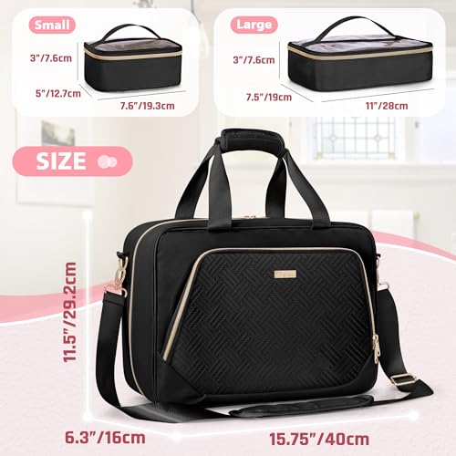 Extra Large Toiletry Bag for Women with 4 Individual Cases, Large Travel Makeup Organizer Bag with Hair Tool Pocket and Makeup Brushes Compartment
