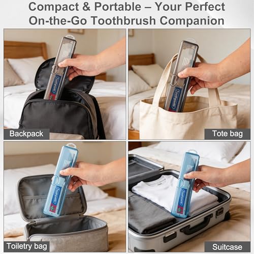 Travel Toothbrush Holder 20-Pack - Gray & Blue Portable Toothbrush Cases