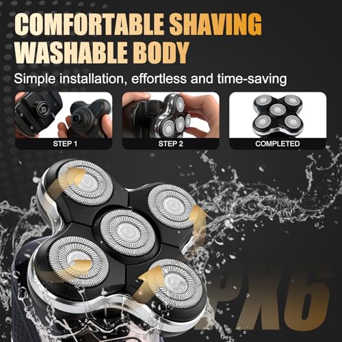 Upgraded Magnetic Replacement Heads for Skull Shaver, 5 Blades Compatible with Pitbull, Platinum Pro, Palm, Butterfly Kiss - Hypoallergenic Razor Heads (2Pack)