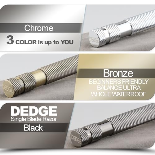 DEDGE Classic Double Edge Safety Razor Single Blade Razor For Men, Reusable Razor, with 5 Premium Razor Blades -Chrome