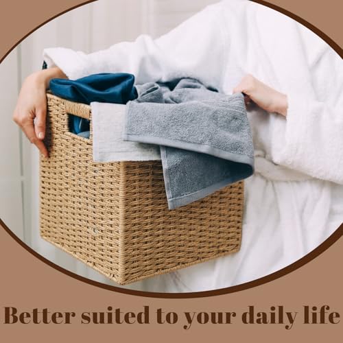6 Pcs Wicker Storage Baskets 9.8x9.8 in Cube Organizer for Shelves, Laundry & Home Decor