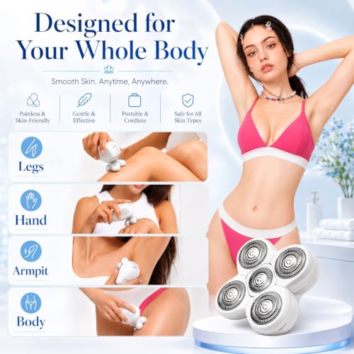 Kepouse White 5-Head Replacement Blade Set for Freebird FlexSeries BodySmooth Razor - Women's Shaver Accessory