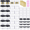 4 oz + 2oz Black & White Lids Small Plastic Containers with Lids (Set of 48) Plastic Jars with Lids Cosmetic Jar - for Lip Scrub, Cream, Slime, Craft Storage