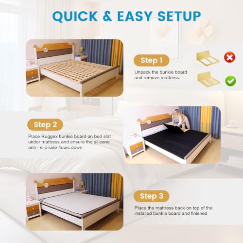 Full Size Bunkie Board 54x75 Inches Support Mattress Foundation - Ribbed
