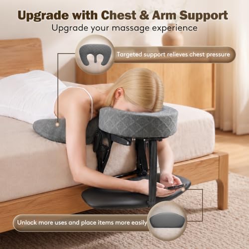 Dark Gray Massage Headrest for Bed with Face Cradle & Pillow - Portable Relaxation