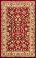 5'3 x 8' Burgundy and Cream Area Rug - Sialk Hill Collection, Unique Loom