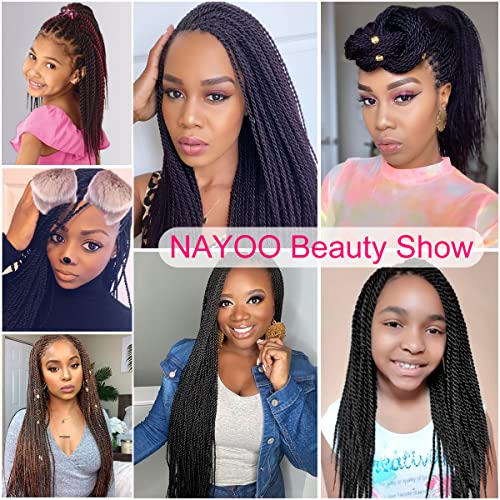 NAYOO Senegalese Twist Crochet Hair 8 Packs 14 Inch 1B/30 Small Twist Natural Ends