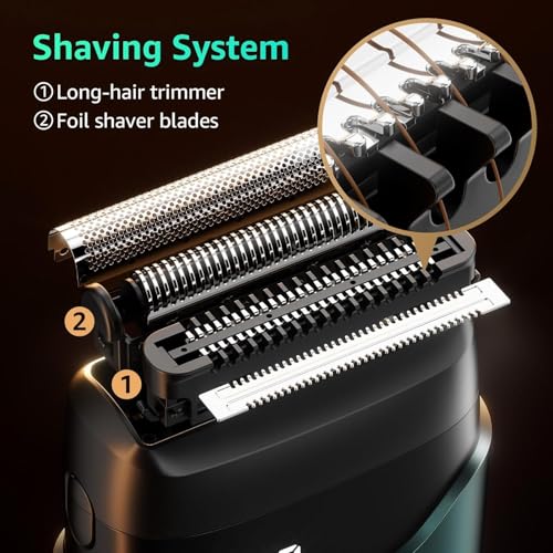 Electric Foil Shaver for Men IPX7 Waterproof - Emerald Green
