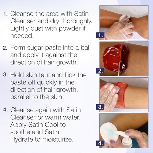 Satin Smooth Medium Sugar Paste Wax for Face & Body Hair Removal - Amber 42.3oz