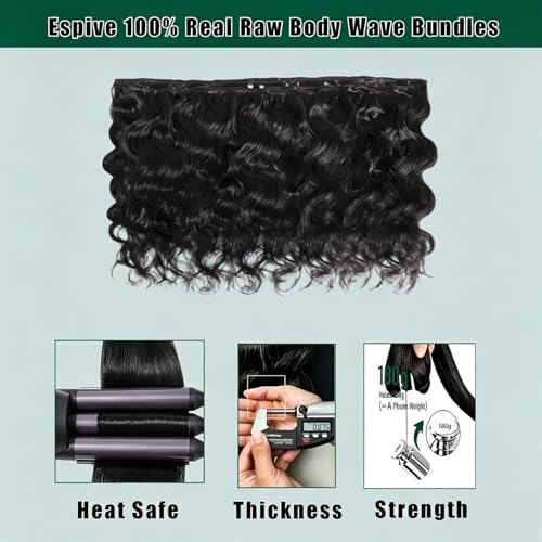 Espive 16A Raw Bundles Human Hair 100g Body Wave 10 Inch Bundles (Unprocessed Brazilian Virgin Hair)