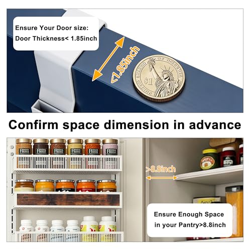 Clothink White 8-Tier Pantry Door Organizer Spice Rack - Adjustable Wall & Over Door Kitchen Storage
