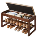 Aibiju 2-Tier Wooden Shoe Rack Bench with Flip-Top Storage & Cushion, Entryway Organizer