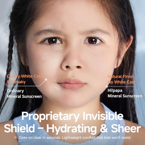 Hi!papa Kids Mineral Sunscreen SPF50, Broad Spectrum UVA/UVB Protection, Non-Nano Zinc Oxide, Water Resistant, Sheer Finish No White Cast, Fragrance Free, 1.94oz
