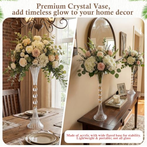 4 Pcs Tall Crystal Acrylic Trumpet Vases for Centerpieces Wedding - Variation of Trumpet Base