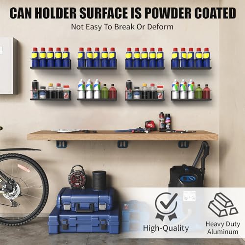 Black Wall-Mounted Spray Bottle Holder 8-Pack Heavy-Duty Steel Storage Rack