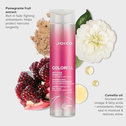Joico Colorful Anti-Fade Shampoo | For Color-Treated Hair | Preserve Hair Color & Vibrancy Long-Term | Boost Shine & Reduce Breakage | Sulfate Free | With Camellia Oil & Pomegranate Extract