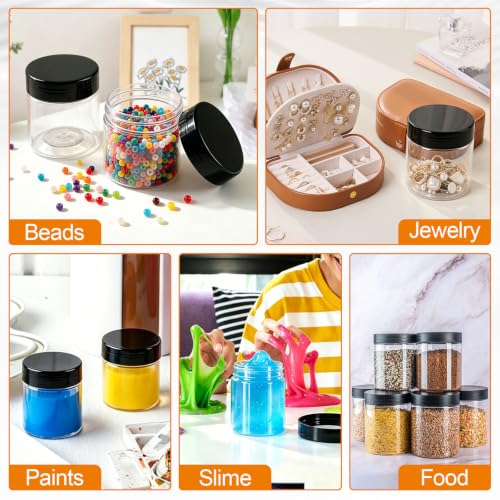 70 Pack 4 Oz Plastic Cosmetic Jars with Lids & Labels - Travel & Storage - Variation of THIS listing 70