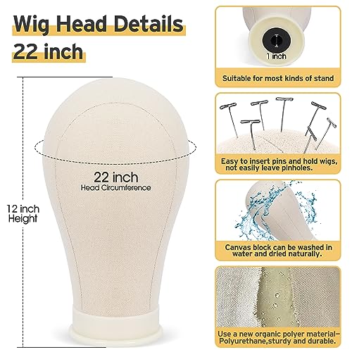 Black Adjustable Wig Stand Set for Styling & Display - 22.4 Inch