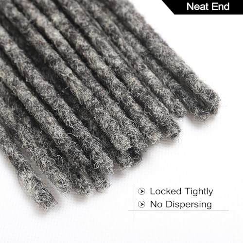Salt and Pepper Loc Extensions - Grey Black 0.6cm 8 Inch 30 Strands Handmade Human Hair