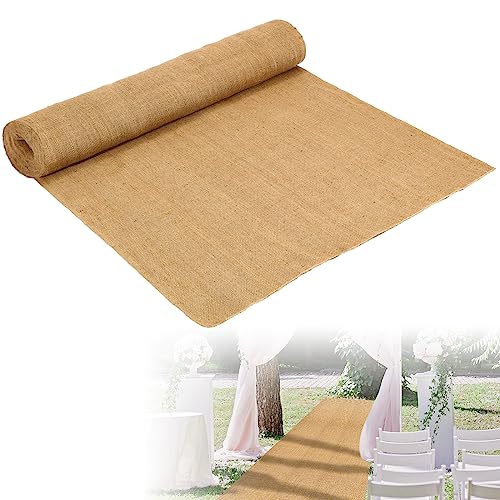 40 Inch x 50 Ft Rustic Burlap Wedding Aisle Runner - Elegant Style, Natural Jute, Outdoor Indoor Ceremony, Reusable