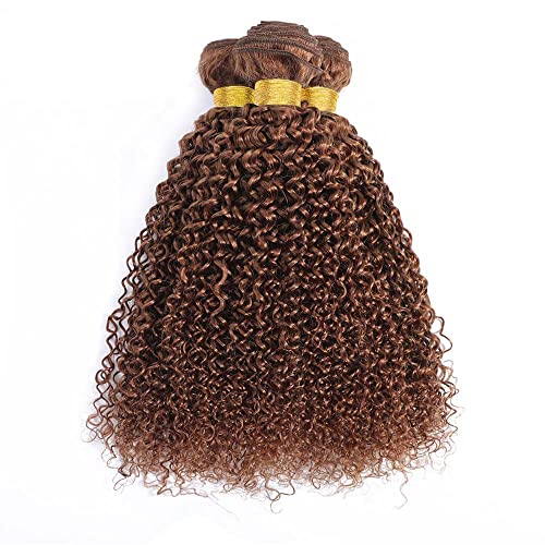 Kinky Curly Human Hair Bundles 28 30 32 Inch Brown Brazilian Virgin Hair - Variation #30JC