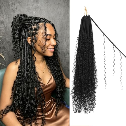 Boho Goddess Locs Crochet Hair - 9 Packs, 18 Inch, 1B# Variation of THIS listing