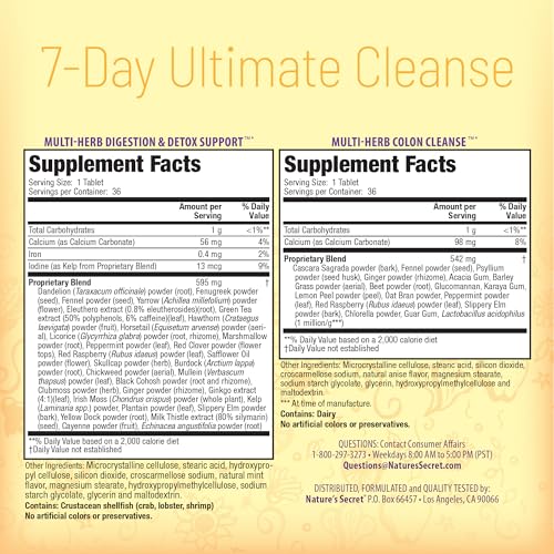 7-Day Total Body Cleanse Duo - 72 Count (Pack of 2) for Digestive Support & Detox