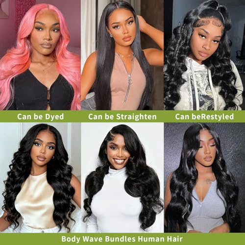 MIDOOT Body Wave Hair Bundles 18 Inch Black 3 Pack Brazilian Virgin Human Hair