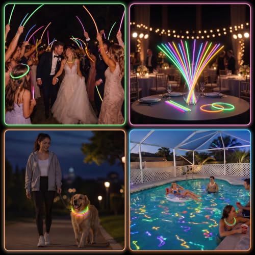 Halloween Glow Stick Necklaces Bulk 22 Inch, 5 Colors, 200 Pack