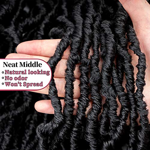40 Inch Soft Faux Locs Crochet Hair - Pre Looped Goddess Dreadlocks - 6 Pack, 1B
