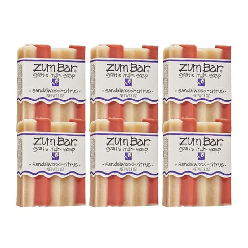 Indigo Wild Zum Goat's Milk Soap Bar - Bar Soap for Hands & Body Made with Essential Oils - 3 oz - Sandalwood-Citrus (6 Pack)