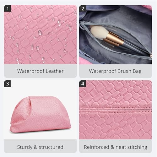 BOYATU 04-Light Watery Pink Travel Makeup Bags Organizer – Large Clutch & Organizer, Bridal Evening
