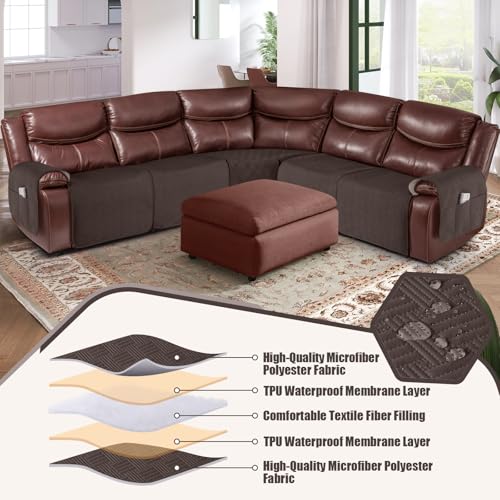 Waterproof Recliner Couch Cover - Chocolate 5 Seat Sectional Sofa Protector