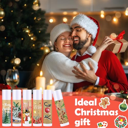 Vintage Christmas Lip Balm Set - Retro 48 Pcs Holiday Gift with Jasmine Flavor