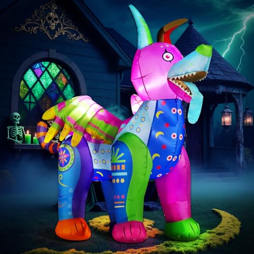 Halloween Inflatable Alebrije Dog Decoration with LEDs - Día de los Muertos Yard & Garden Decor - Variation of Alebrije Dog