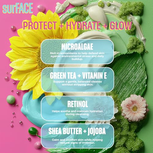 SurFACE Face Moisturizer with Microalgae, Retinol, Squalane ? Hydrating Blue Light Defense Cream ? Screen Sheen ? 1.7 oz