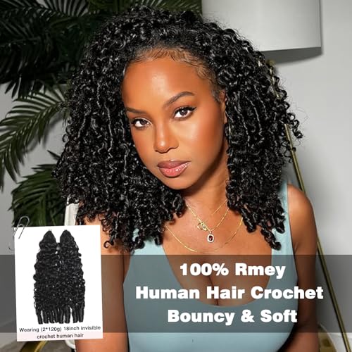 Beauty Queen Burmese Curly Crochet Hair 16 Inch 60g Knotless Pre-Separated Spiral Curl for Women - 1B