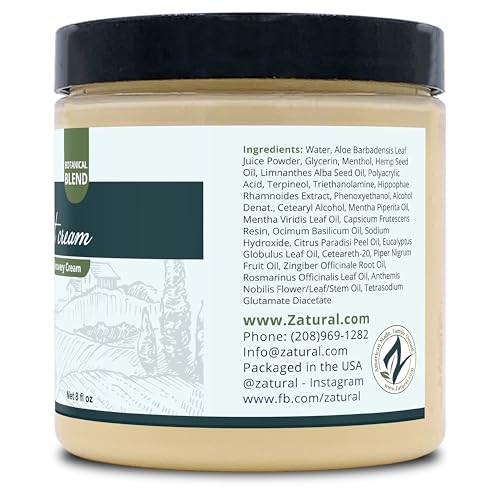Zatural Hemp Hot Cream with Essential Oil Blend, Aloe, Hemp, and More (8oz 2-Pack)