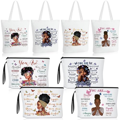 Stylish African American Tote Bag & Makeup Bag Set - Juneteenth Gifts