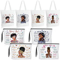 Stylish African American Tote Bag & Makeup Bag Set - Juneteenth Gifts