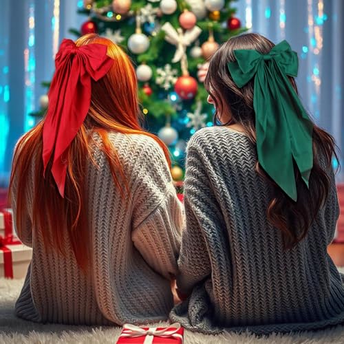 Large Satin Hair Bows for Women & Girls - 20 Colorful Hair Accessories with Long Tails