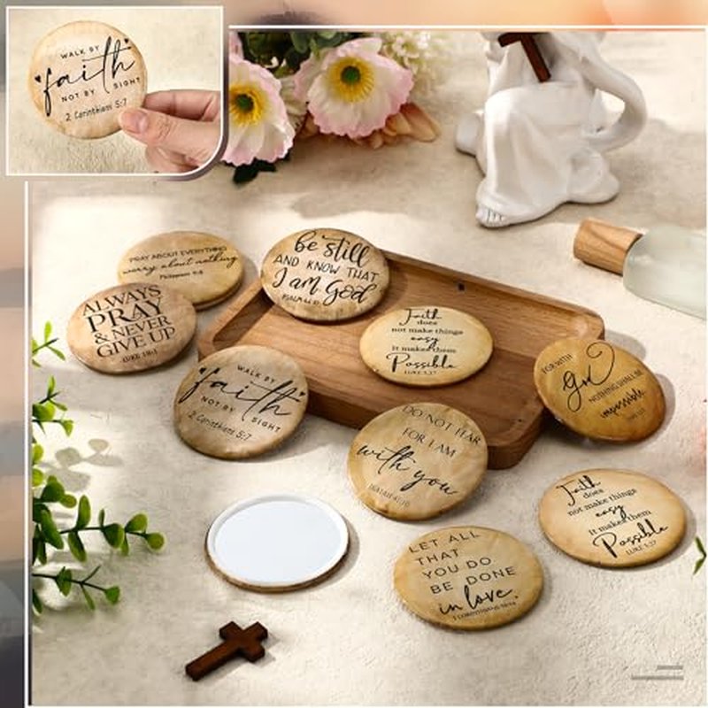 108 Pcs Mini Christian Compact Mirrors for Women Mom Teachers Retro Inspirational Bible Verse Pocket Makeup Mirrors Religious Employee Appreciation Gift for Sunday School Easter Church Party Favors