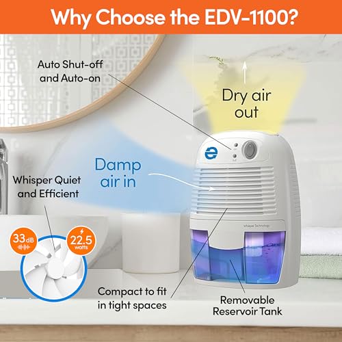 Eva-Dry EDV-1100 Small Quiet Dehumidifier for Home & RV, 16 oz Capacity