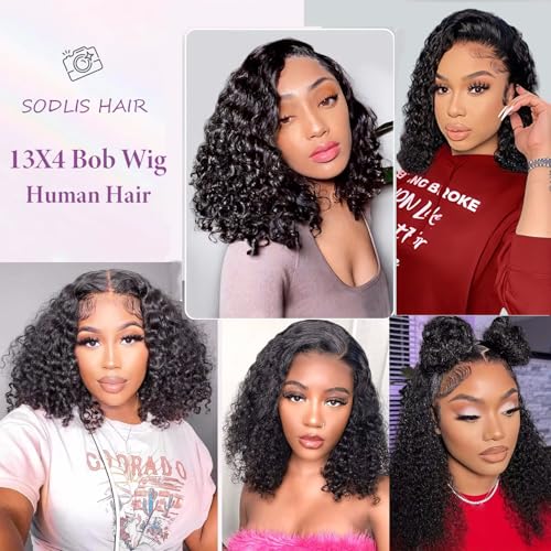 Short Bob Wig 13x4 Deep Curly HD Lace Front Human Hair 8 Inch Glueless