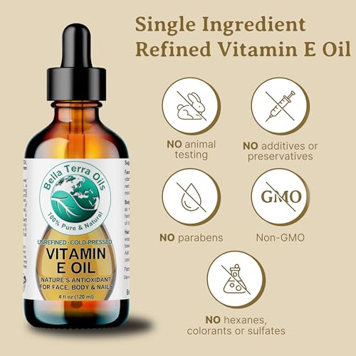 Bella Terra Oils - Organic Vitamin E Oil 8 oz - Luxurious Organic Wheat Germ Derived Oil, Abundant in Organic Vitamin E Antioxidants, Skin's Best Friend for a Radiant Glow