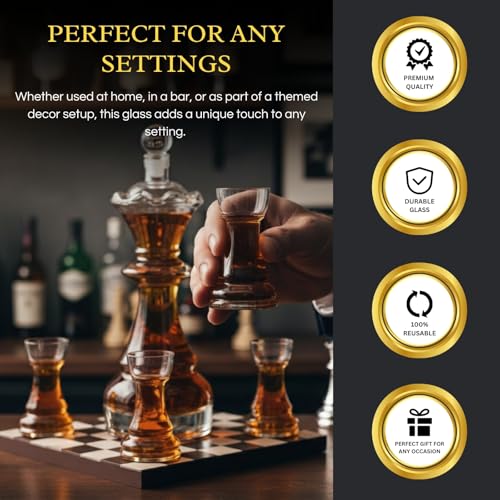Chess Decanter Set with Queen Whiskey & Wine Decanter & 4 Rook Shot Glasses